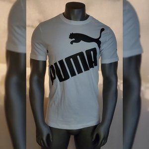 PUMA AUTHENTIC TSHIRT MEN' CREW NECK SHORT SLEEVE SIZE XL WHITE BIG LOGO DESIGN